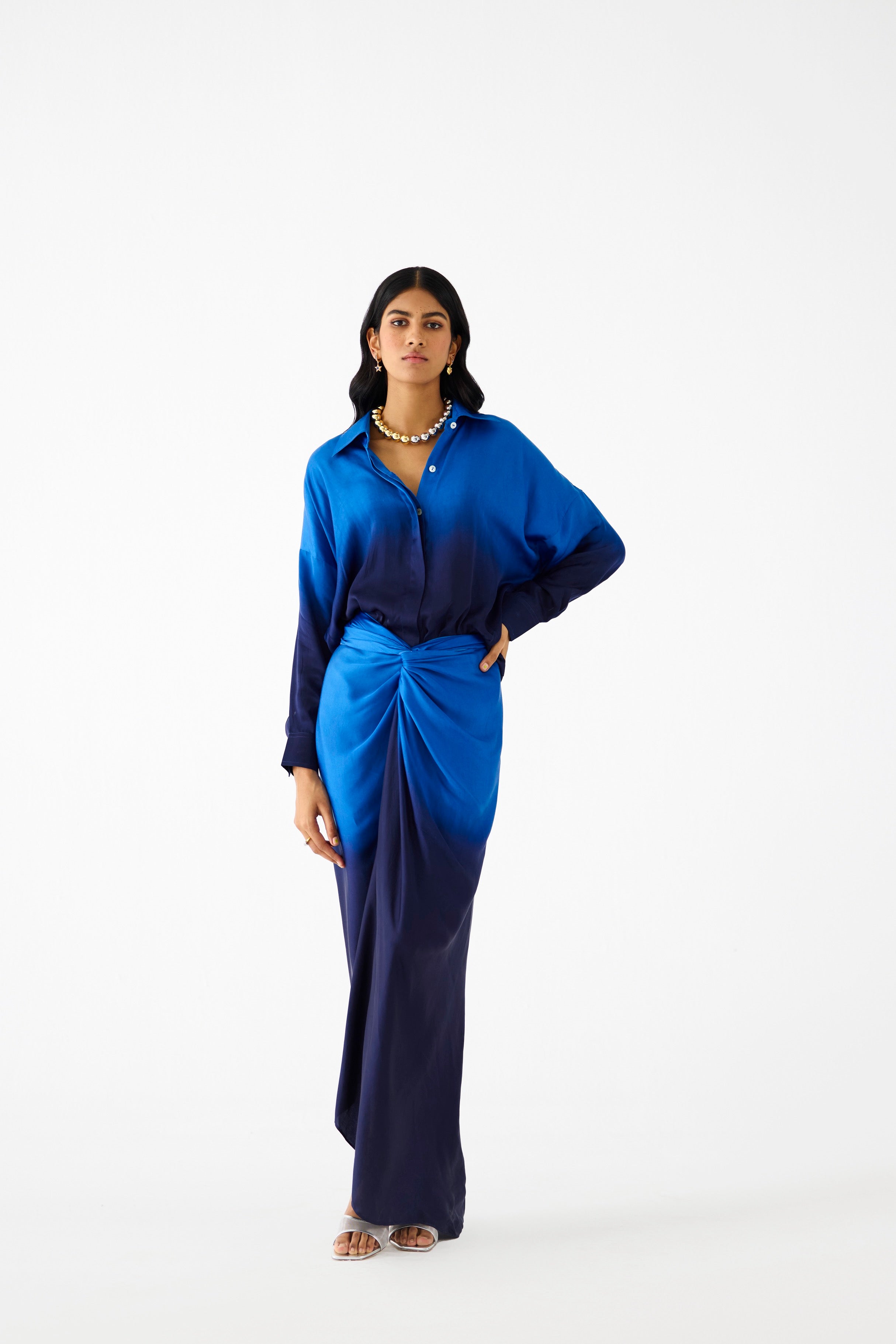 ROYAL DRAPED SHIRT DRESS