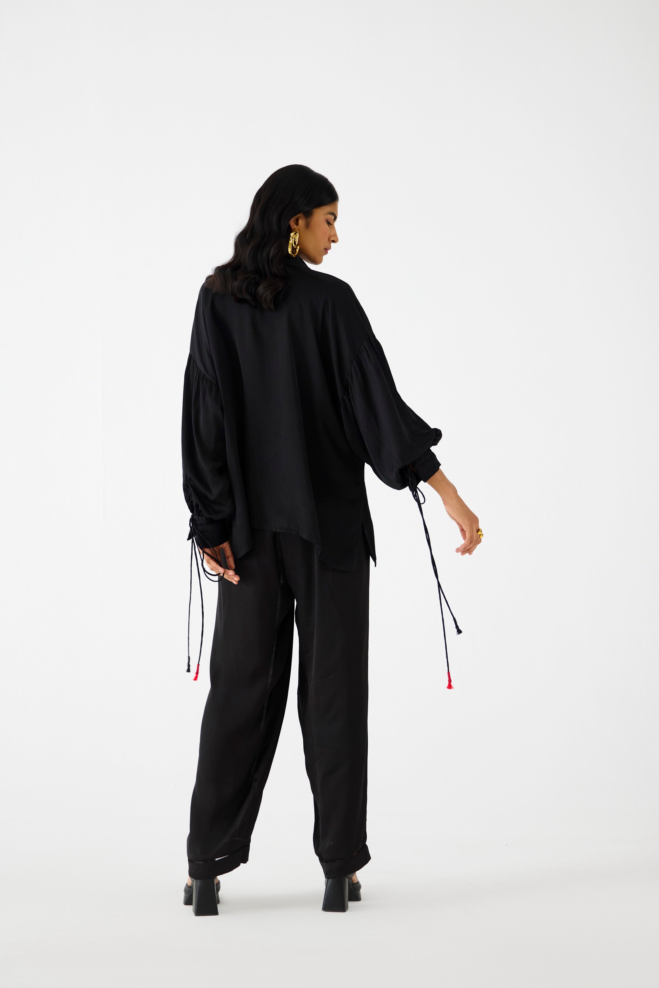 ZULU LINEN BLACK SHIRT & TROUSERS CO-ORD