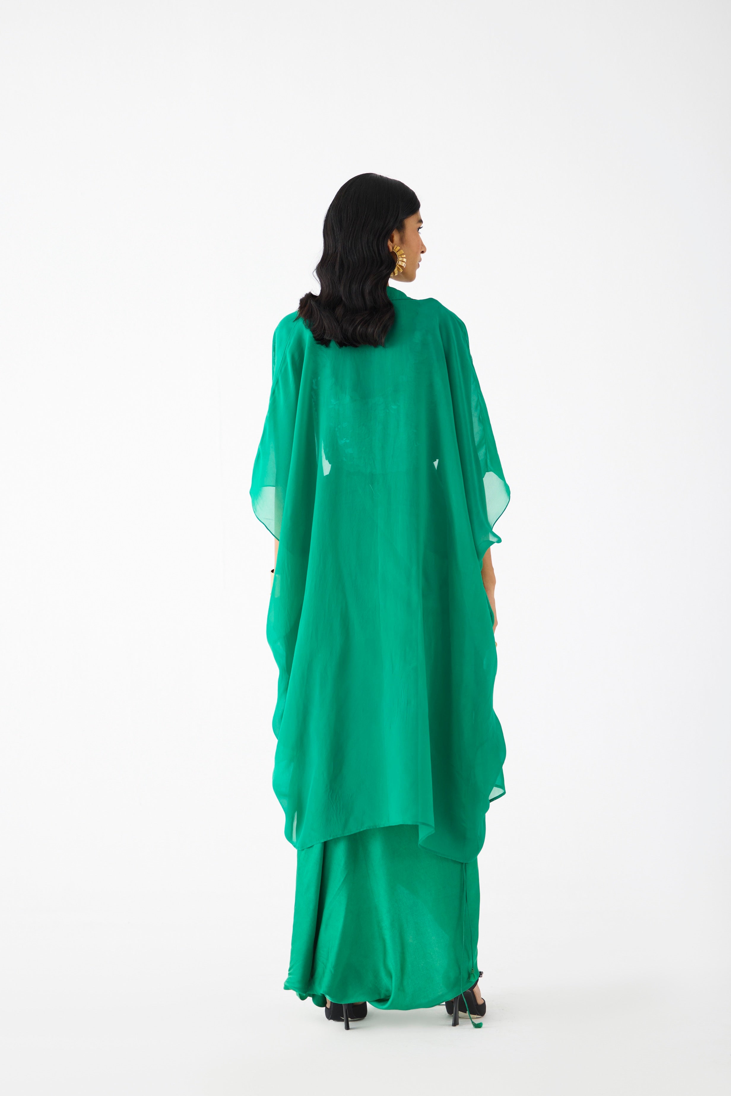 EMERALD SEQUIN BLOUSE WITH KNOT SKIRT