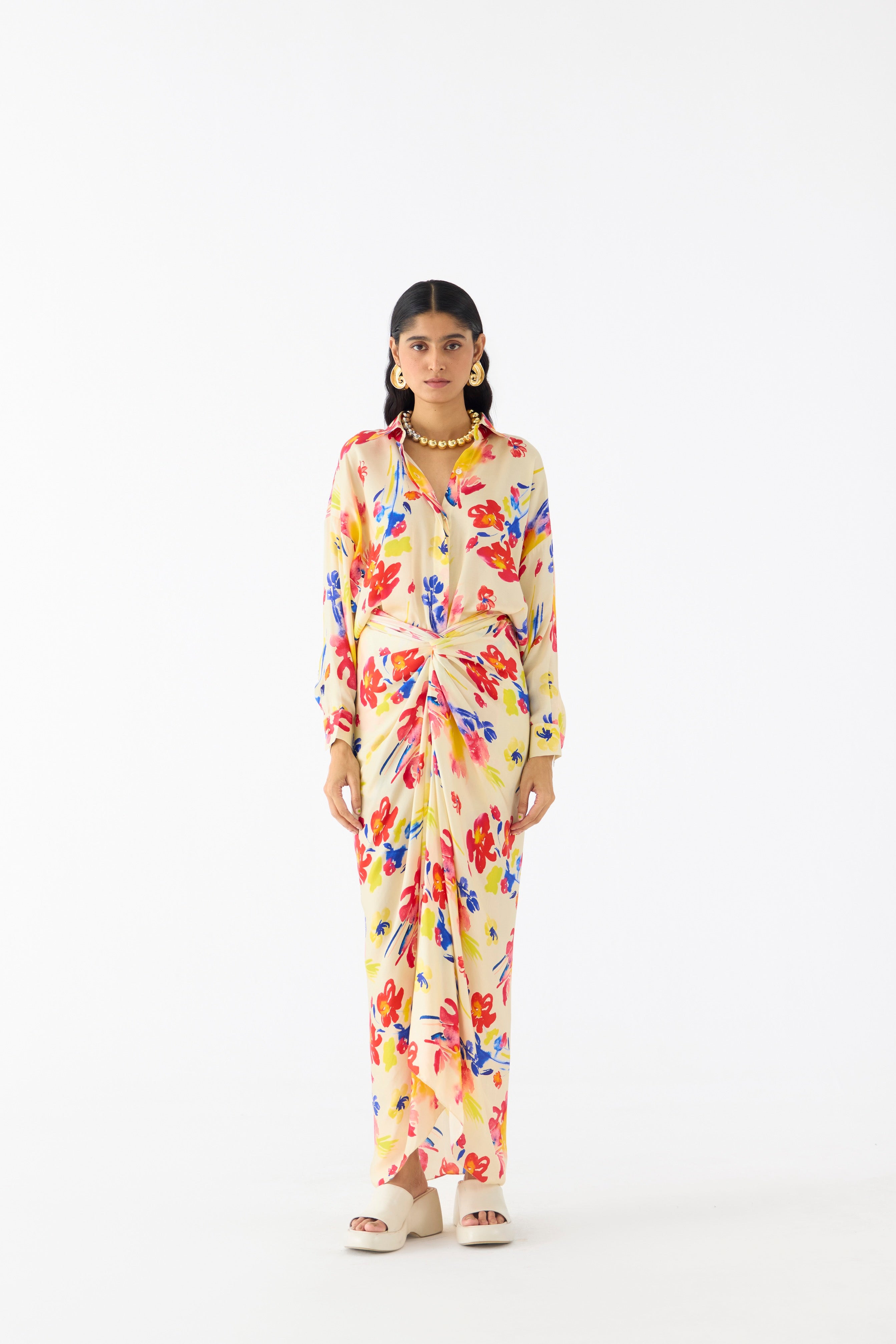 RIAD DRAPED SHIRT DRESS