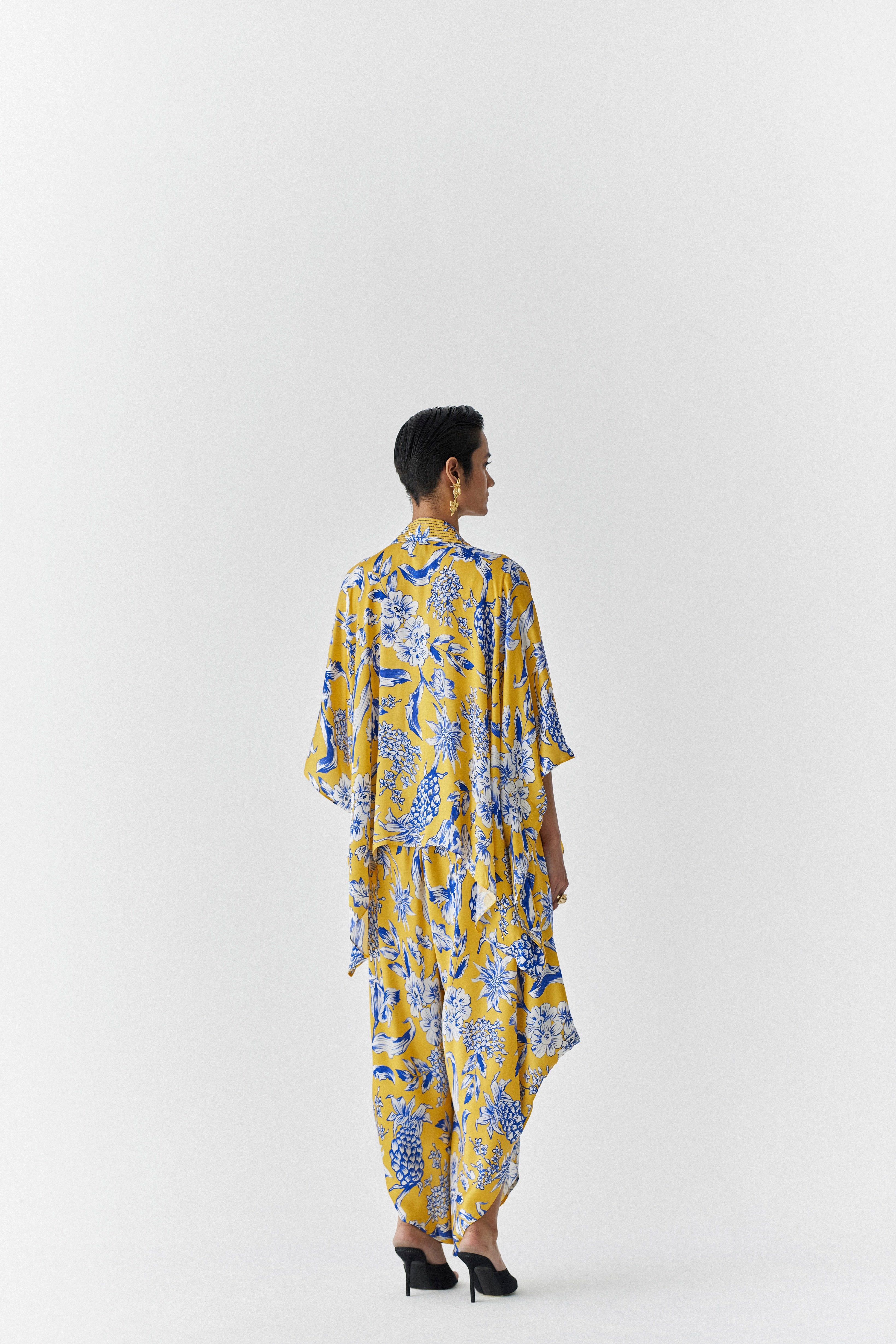 Yellow jumpsuit with sales cape